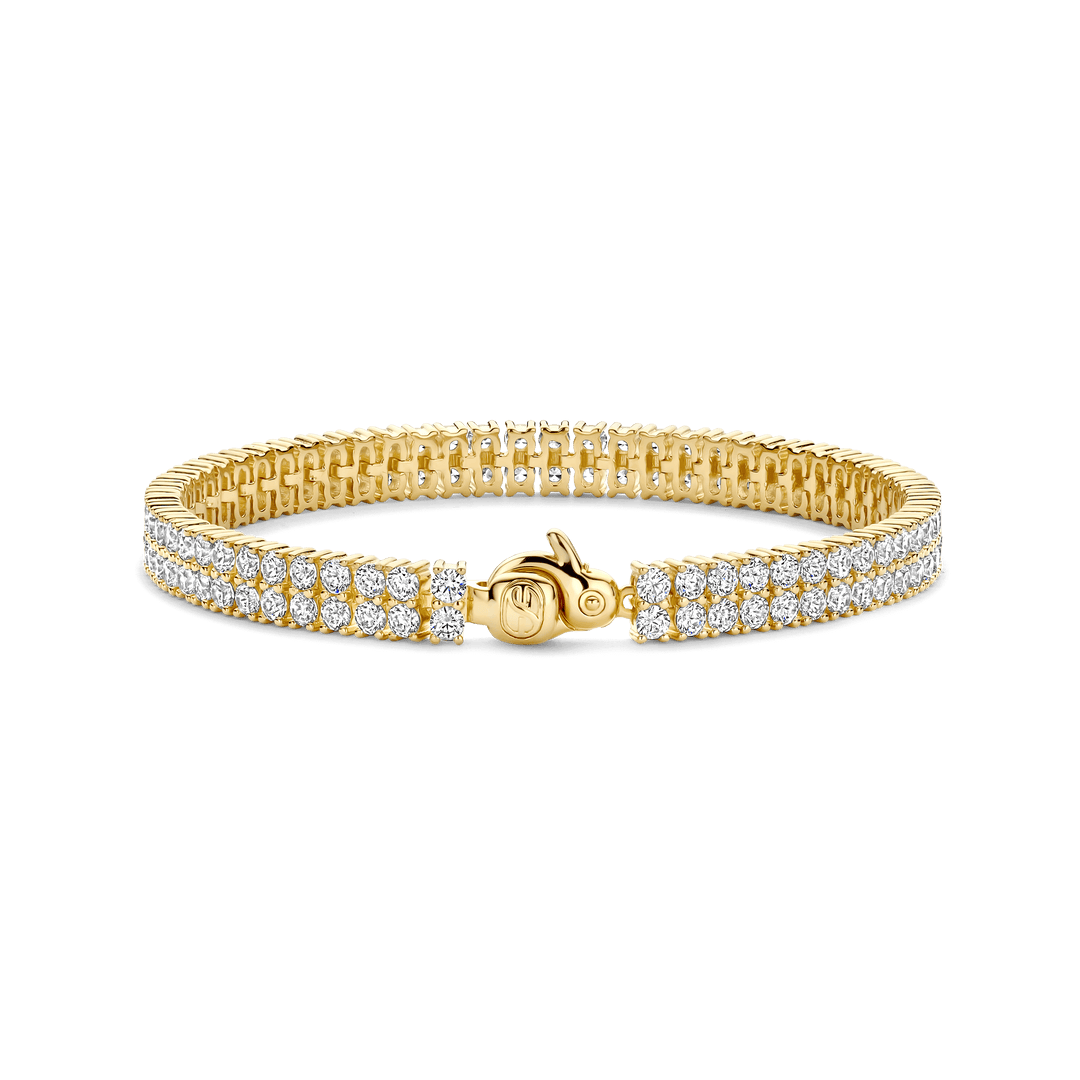 TI SENTO Gold Plated Sterling Silver Cubic Zirconia Set Two Row Bracelet