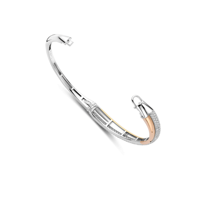 TI SENTO Sterling Silver & Gold Plated 3 Colour Cubic Zirconia Set Hinged Bangle