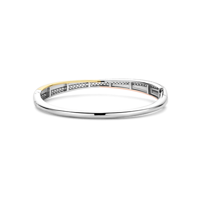 TI SENTO Sterling Silver & Gold Plated 3 Colour Cubic Zirconia Set Hinged Bangle