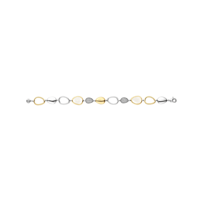 TI SENTO Sterling Silver & Gold Plated Cubic Zirconia Set Pebble Design Bracelet