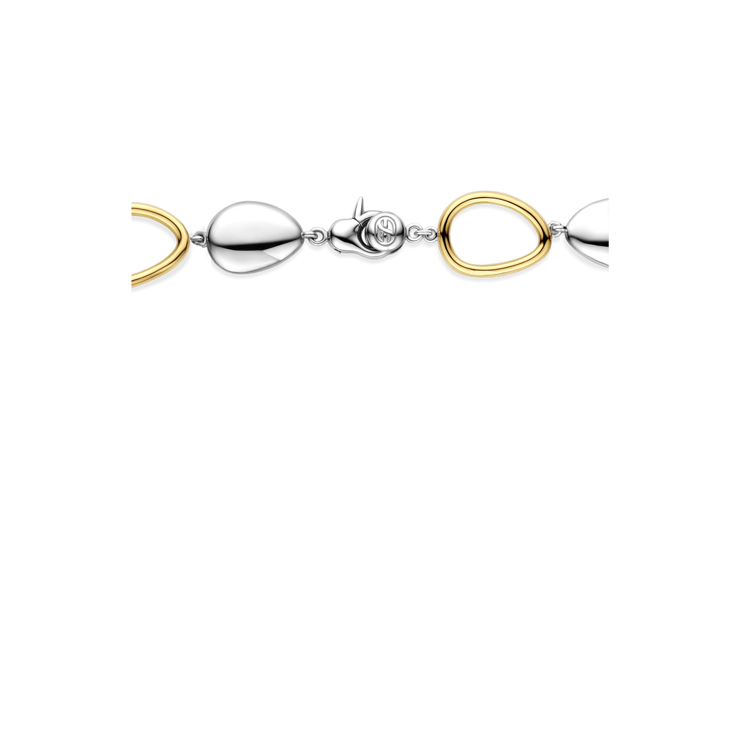 TI SENTO Sterling Silver & Gold Plated Cubic Zirconia Set Pebble Design Bracelet