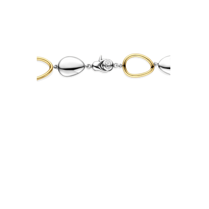 TI SENTO Sterling Silver & Gold Plated Cubic Zirconia Set Pebble Design Bracelet