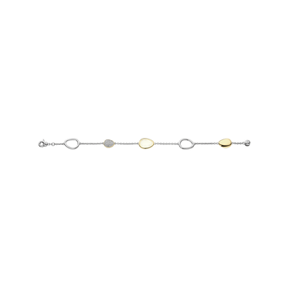 TI SENTO Sterling Silver & Gold Plated Cubic Zirconia Set Pebble Design Bracelet