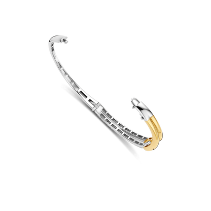 TI SENTO Sterling Silver & Gold Plated Two Tone Cubic Zirconia Set Hinged Bangle