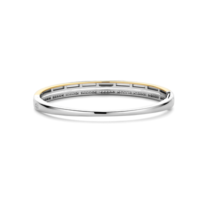 TI SENTO Sterling Silver & Gold Plated Two Tone Cubic Zirconia Set Hinged Bangle