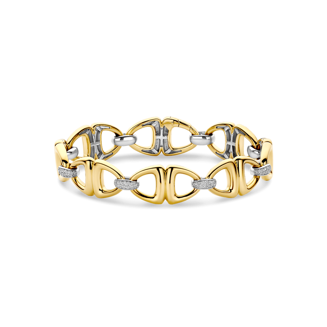 TI SENTO Sterling Silver & Gold Plated Cubic Zirconia Set Open Link Bracelet