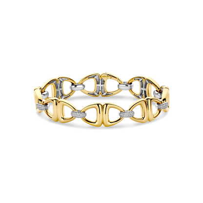 TI SENTO Sterling Silver & Gold Plated Cubic Zirconia Set Open Link Bracelet