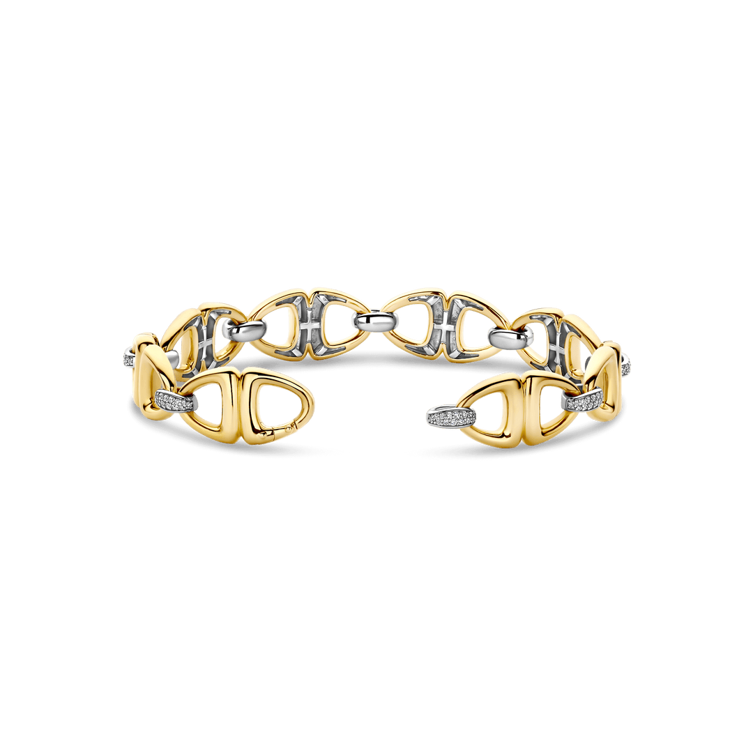 TI SENTO Sterling Silver & Gold Plated Cubic Zirconia Set Open Link Bracelet