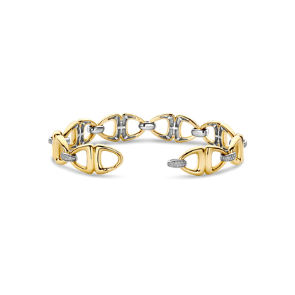 TI SENTO Sterling Silver & Gold Plated Cubic Zirconia Set Open Link Bracelet