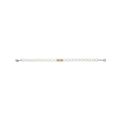 TI SENTO Sterling Silver & Gold Plated Bead 8mm Pearl & CZ Set Bracelet