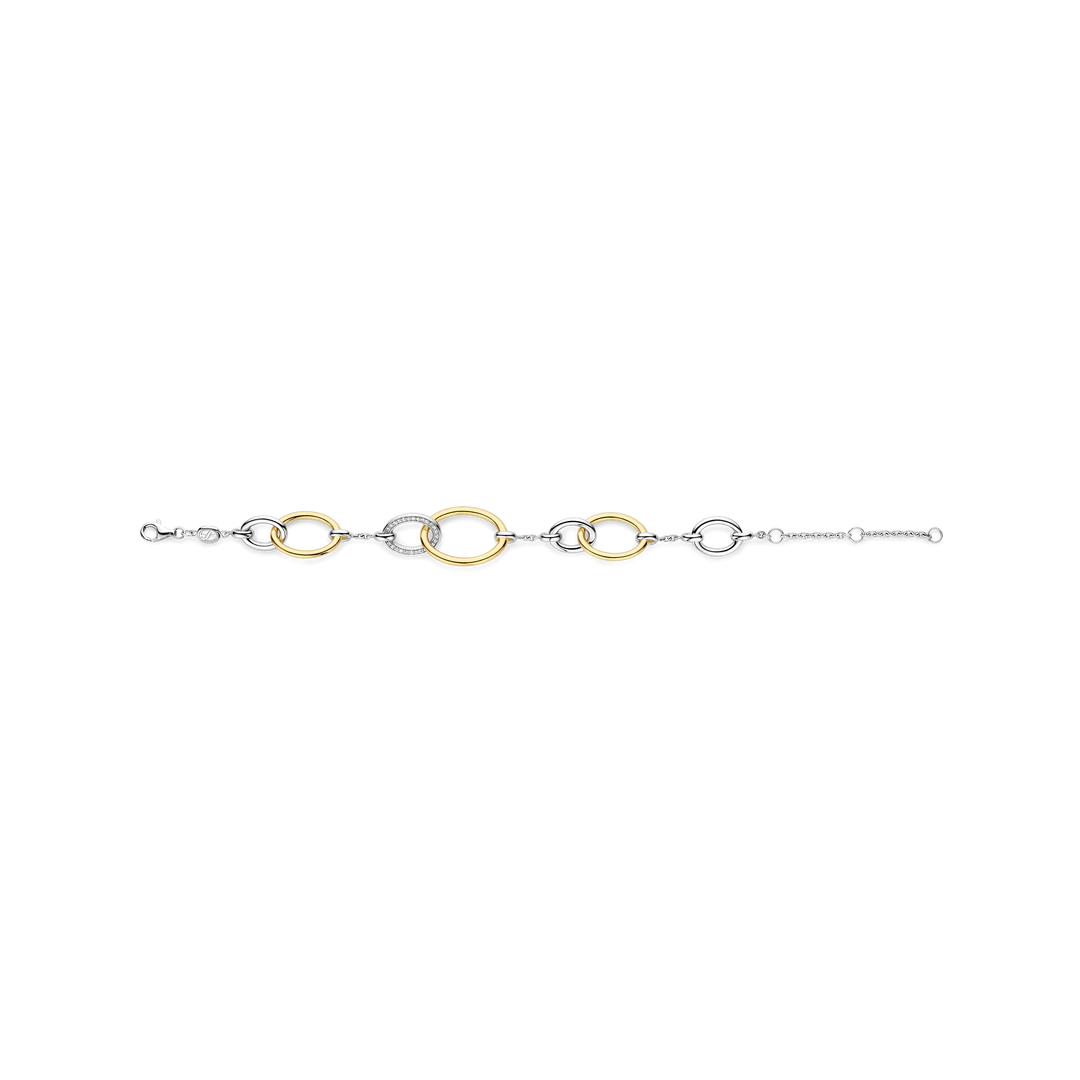 TI SENTO Sterling Silver & Gold Plated Cubic Zirconia Set Connected Circle Bracelet