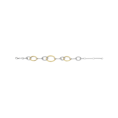 TI SENTO Sterling Silver & Gold Plated Cubic Zirconia Set Connected Circle Bracelet
