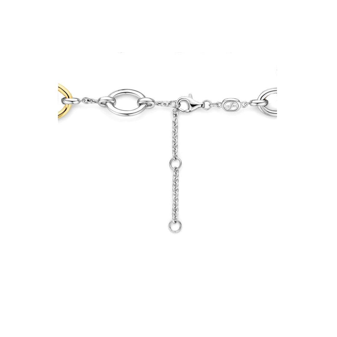 TI SENTO Sterling Silver & Gold Plated Cubic Zirconia Set Connected Circle Bracelet