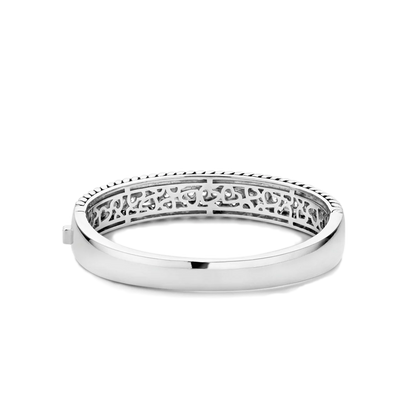 TI SENTO Sterling Silver Cubic Zirconia Set Layered Structure Hinged Bangle