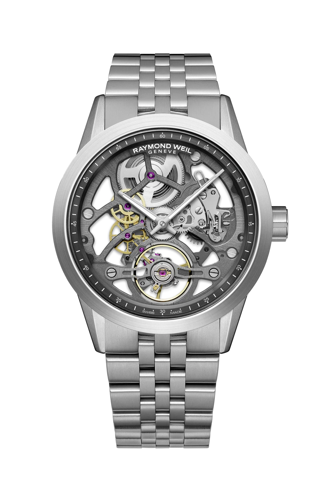 Raymond Weil Freelancer Calibre RW1212 Anthracite Skeleton Dial Stainless Steel Mens Watch 2786-ST-60000