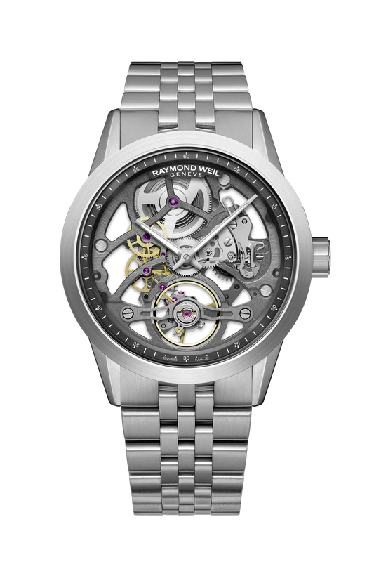 Raymond Weil Freelancer Calibre RW1212 Anthracite Skeleton Dial Stainless Steel Mens Watch 2786-ST-60000