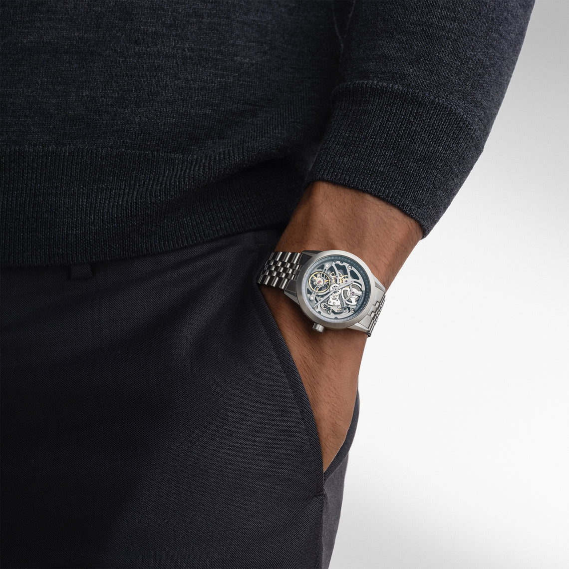 Raymond Weil Freelancer Calibre RW1212 Anthracite Skeleton Dial Stainless Steel Mens Watch 2786-ST-60000