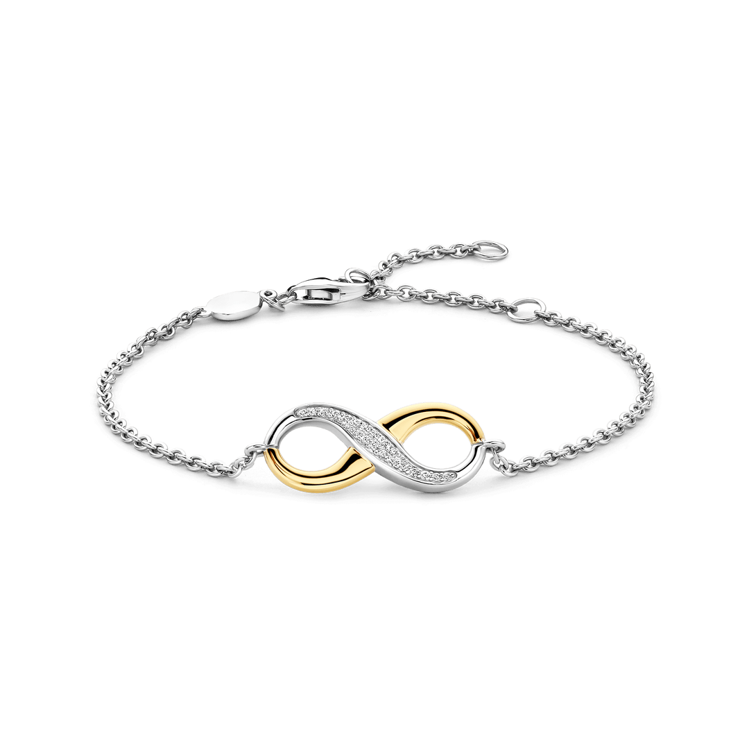 TI SENTO Sterling Silver & Gold Plated Cubic Zirconia Set Infinity Symbol Bracelet