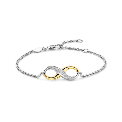 TI SENTO Sterling Silver & Gold Plated Cubic Zirconia Set Infinity Symbol Bracelet
