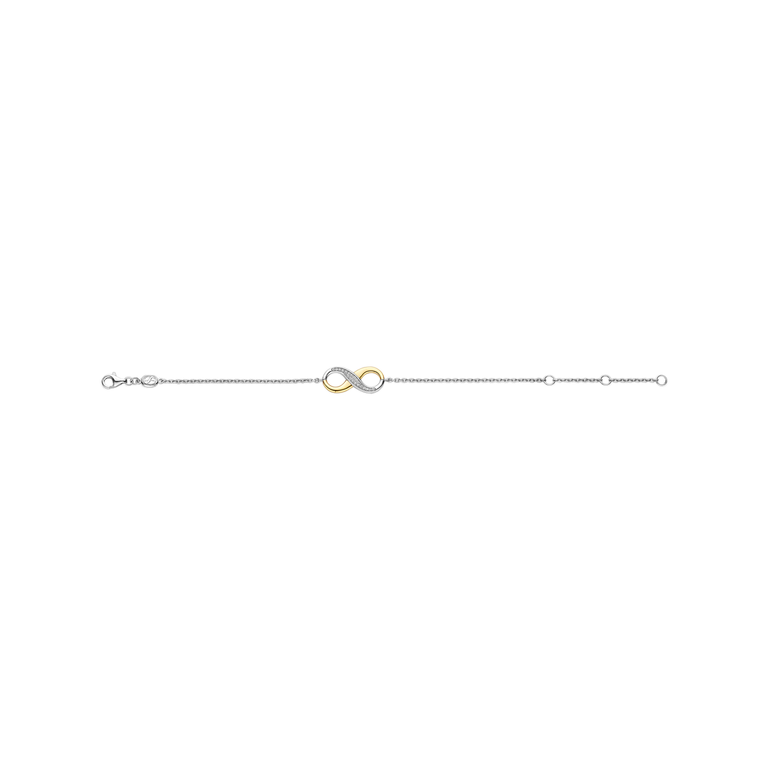 TI SENTO Sterling Silver & Gold Plated Cubic Zirconia Set Infinity Symbol Bracelet