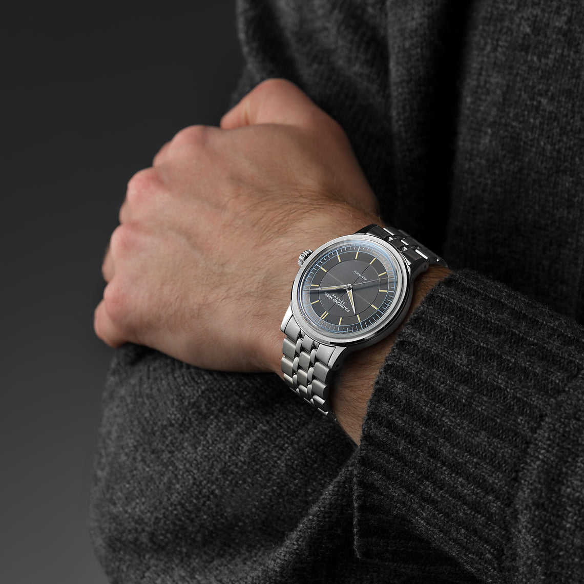 Raymond Weil Millesime Anthracite Sector Dial Central Seconds Stainless Steel Mens Watch 2925-ST-60011