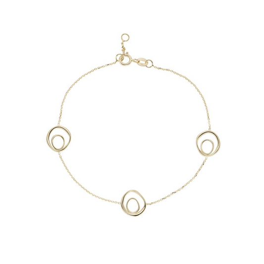 9ct Gold Openwork Abstract Circles Design Bracelet