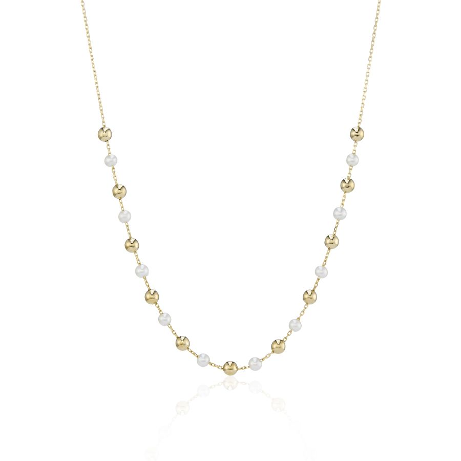 9ct Gold Bead & Pearl Set Necklace
