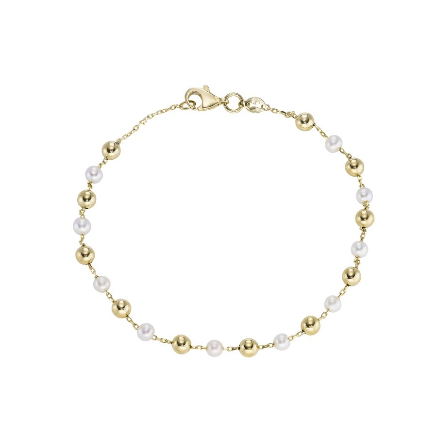 9ct Gold Bead & Pearl Set Bracelet