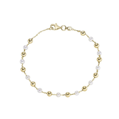9ct Gold Bead & Pearl Set Bracelet