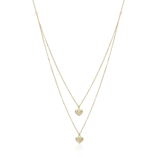 9ct Gold Double Heart Pendant Necklace