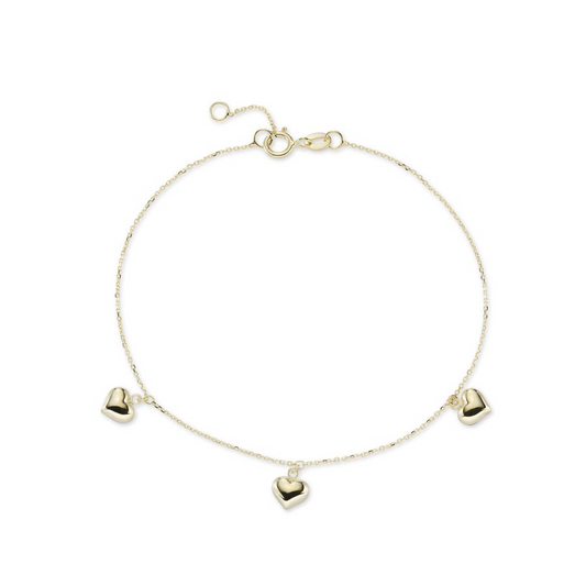9ct Gold Round Hearts Bracelet