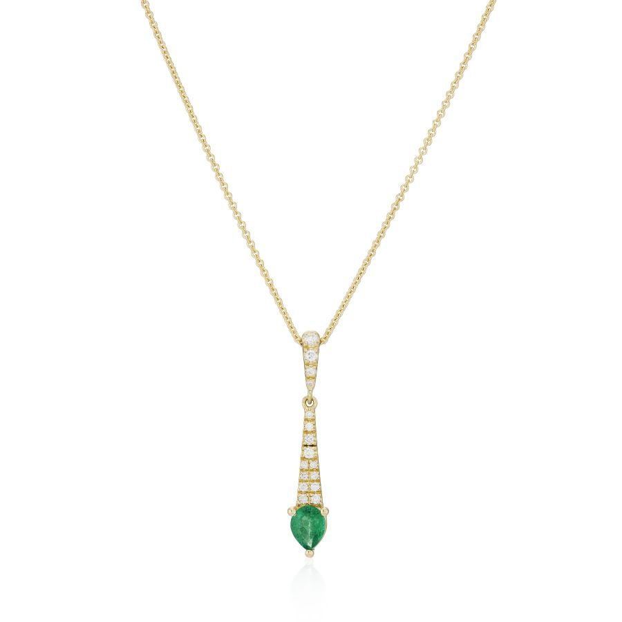9ct Gold Emerald & Diamond Set Pendant Necklace