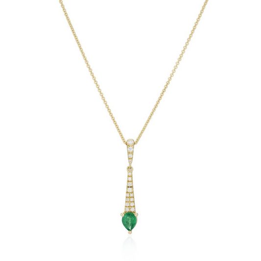 9ct Gold Emerald & Diamond Set Pendant Necklace