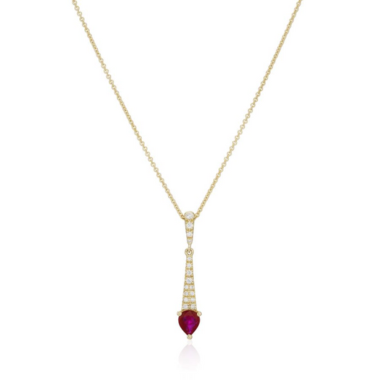 9ct Gold Ruby & Diamond Set Pendant Necklace