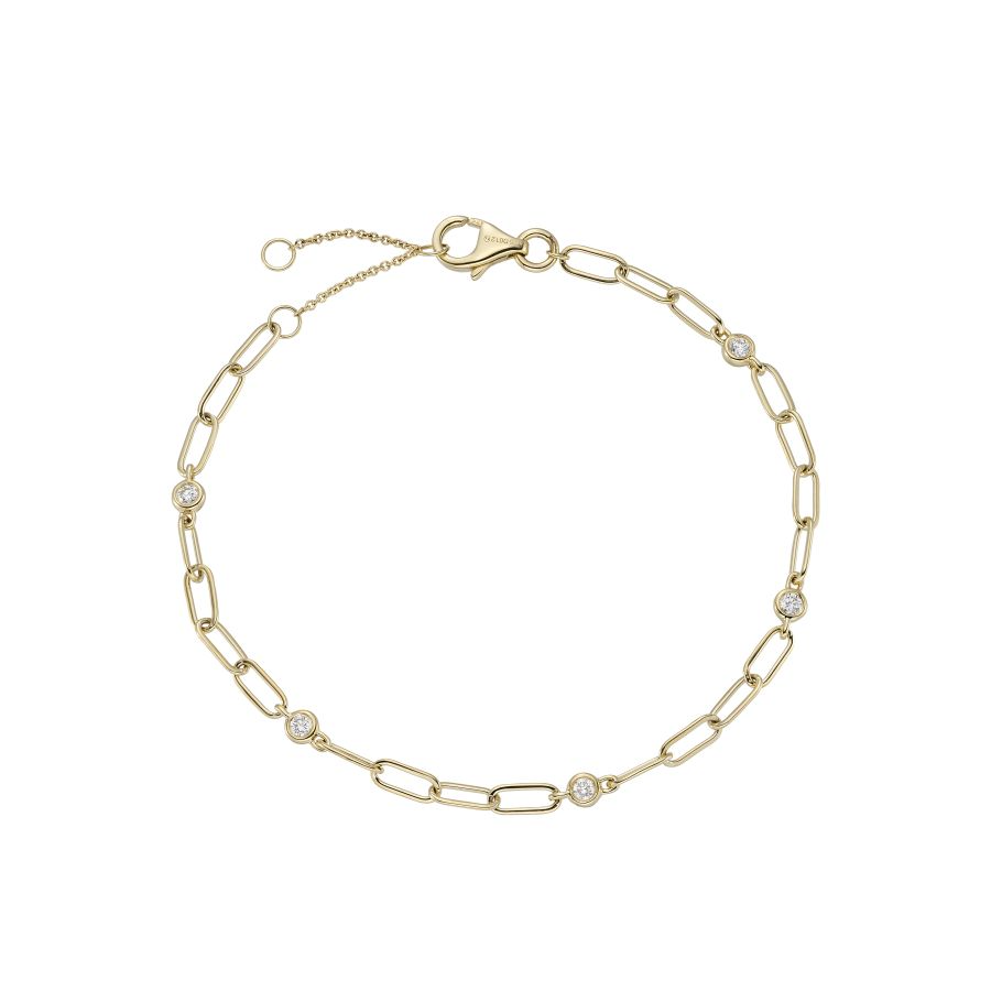 9ct Gold Diamond Set Oval Link Bracelet