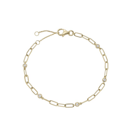 9ct Gold Diamond Set Oval Link Bracelet