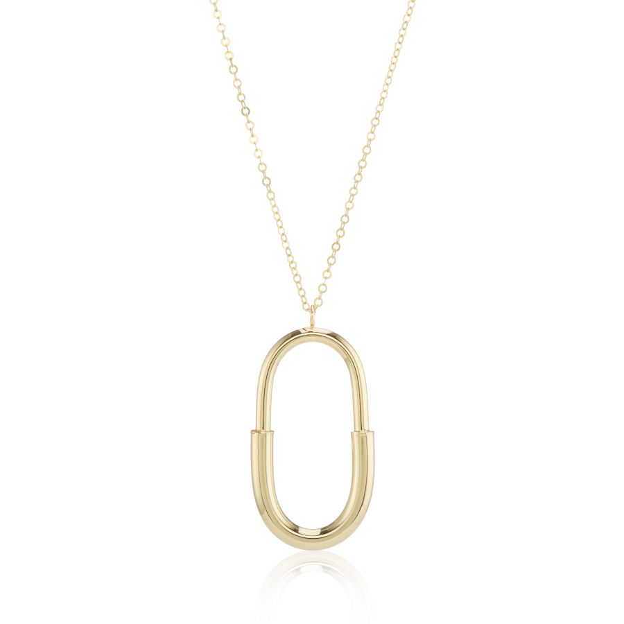 9ct Gold Openwork Oval Link Pendant Necklace