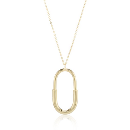 9ct Gold Openwork Oval Link Pendant Necklace