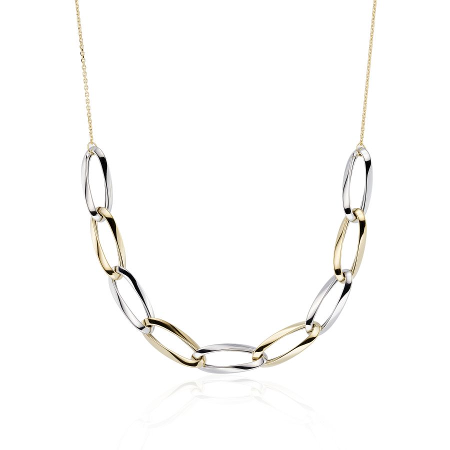 9ct Yellow & White Gold Oval Link Centrepiece Necklace