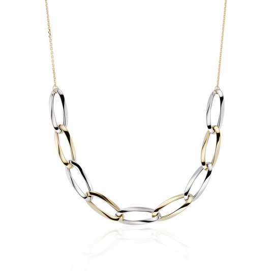 9ct Yellow & White Gold Oval Link Centrepiece Necklace