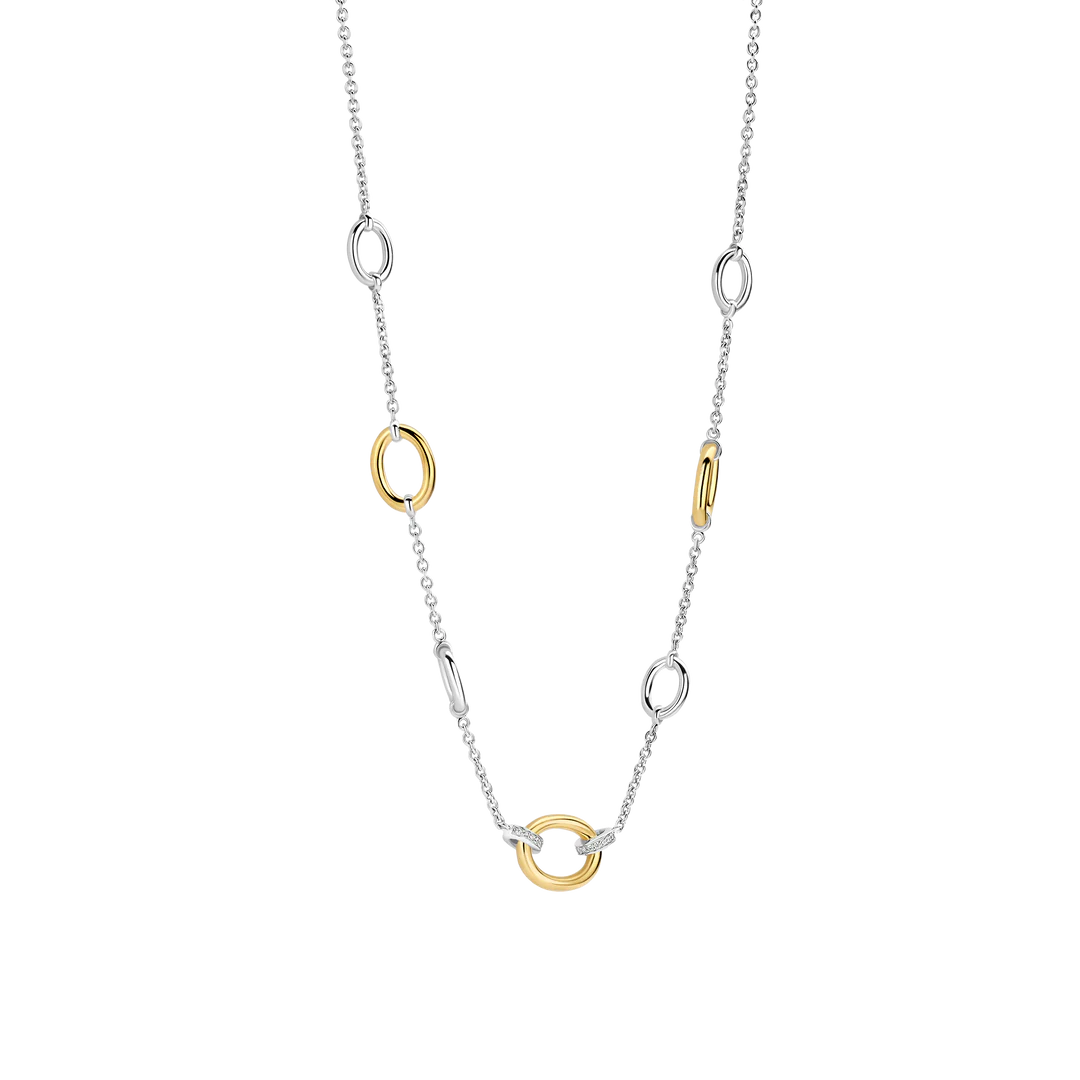 TI SENTO Classic Charm Sterling Silver & Gold Plated Cubic Zirconia Set Necklace