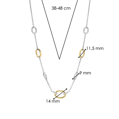 TI SENTO Classic Charm Sterling Silver & Gold Plated Cubic Zirconia Set Necklace