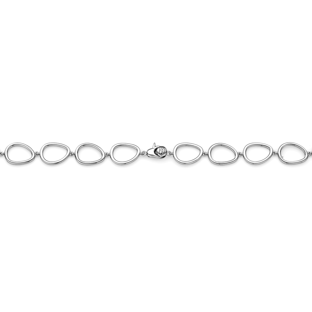 TI SENTO Sterling Silver & Gold Plated Cubic Zirconia Set Pebble Design Necklace