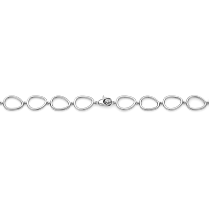 TI SENTO Sterling Silver & Gold Plated Cubic Zirconia Set Pebble Design Necklace