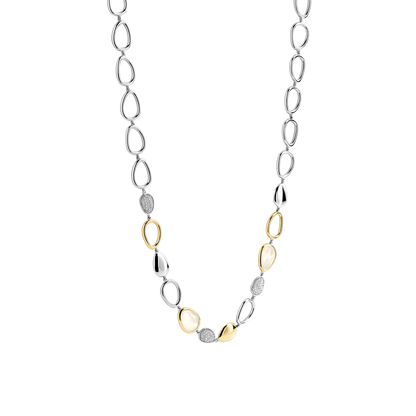 TI SENTO Sterling Silver & Gold Plated Cubic Zirconia Set Pebble Design Necklace