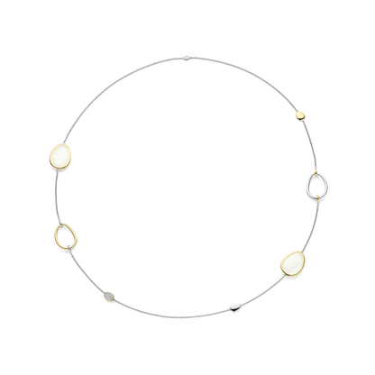 TI SENTO Sterling Silver & Gold Plated Two Tone Mother of Pearl & Cubic Zirconia Set Necklace