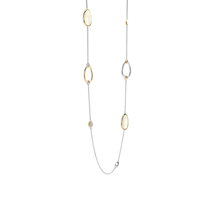 TI SENTO Sterling Silver & Gold Plated Two Tone Mother of Pearl & Cubic Zirconia Set Necklace