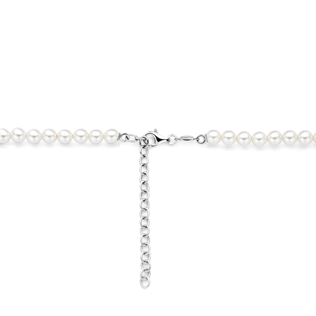 TI SENTO Sterling Silver & Gold Plated Bead 8mm Pearl & CZ Set Necklace