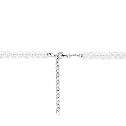 TI SENTO Sterling Silver & Gold Plated Bead 8mm Pearl & CZ Set Necklace