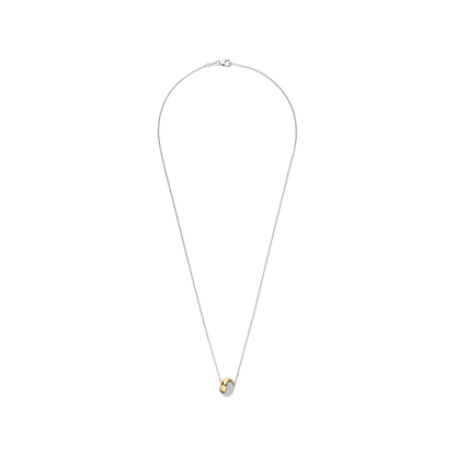 TI SENTO Bold Crossover Sterling Silver & Gold Plated Two Tone Cubic Zirconia Set Knot Pendant Necklace
